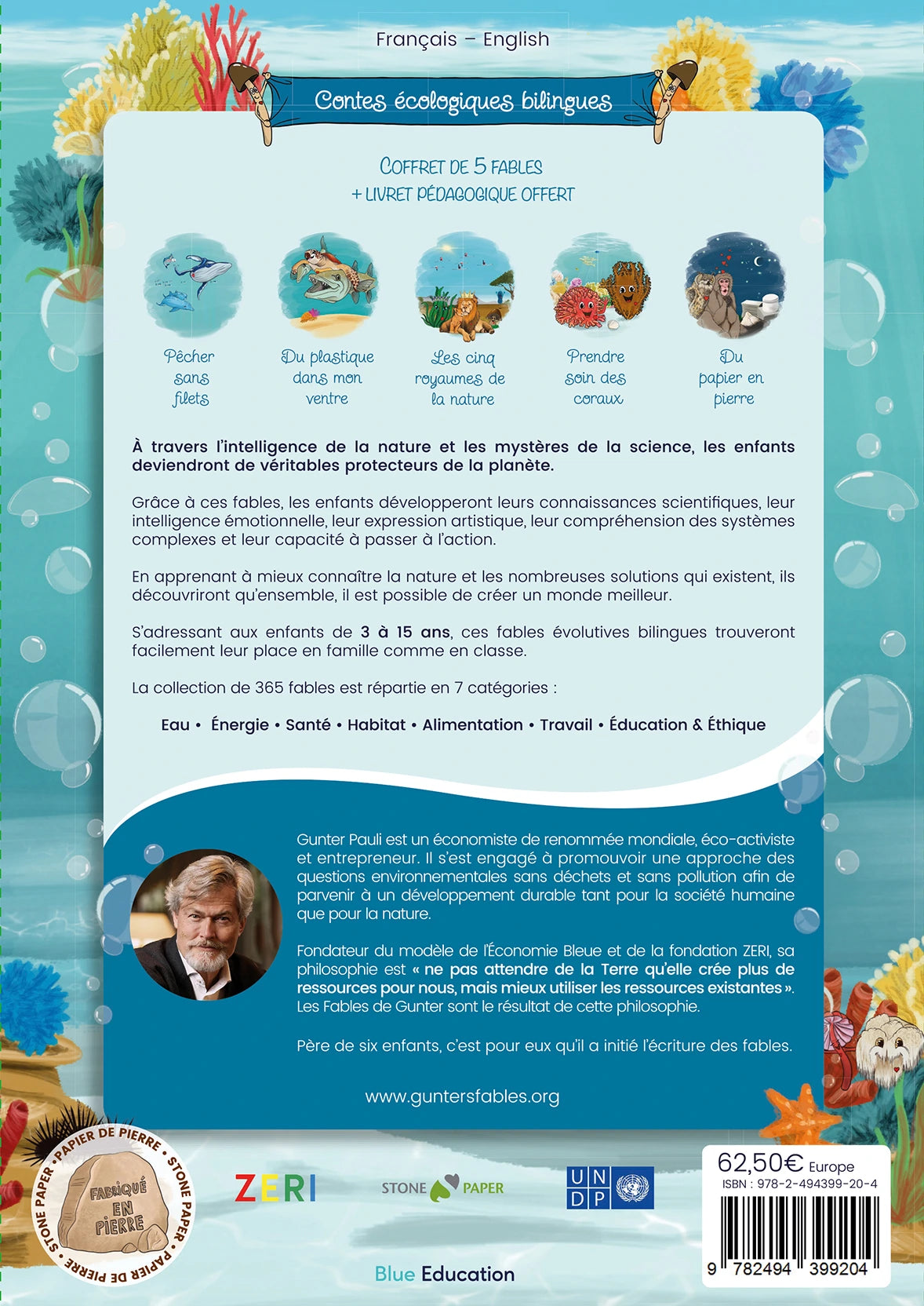 3 Coffrets éducatifs (Baleine, Lièvre, Hibou) + L’Économie Bleue 5.0